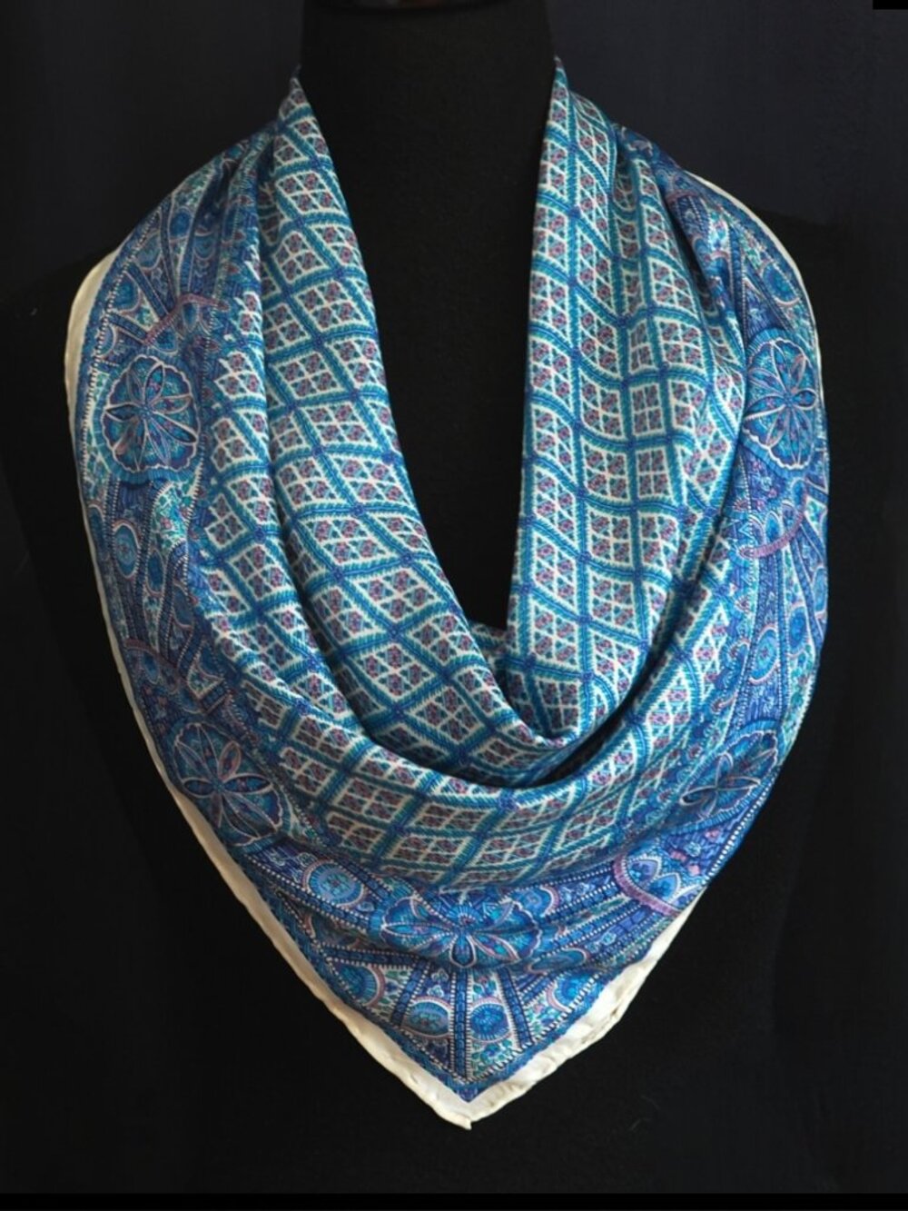 Liberty Of London Geometric Patterned 26" Vintage Silk Scarf - England